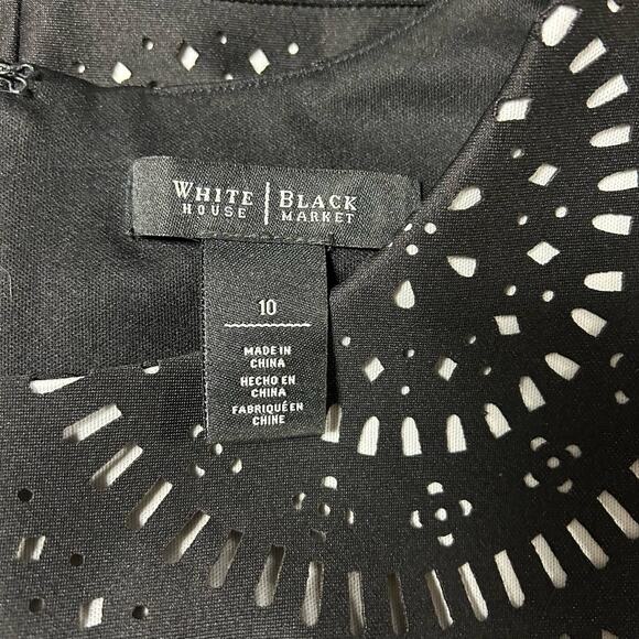 White House Black Market Sleeveless Sheath Black/White Cocktail Dress 10 - Picture 8 of 13